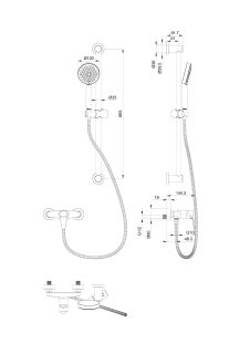 Смеситель для душа с гарнитуром Wonzon & Woghand WW-AE3103-BGG тёмный графит